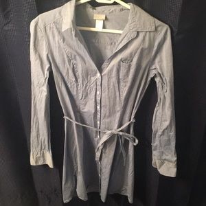 Long sleeve denim look dress